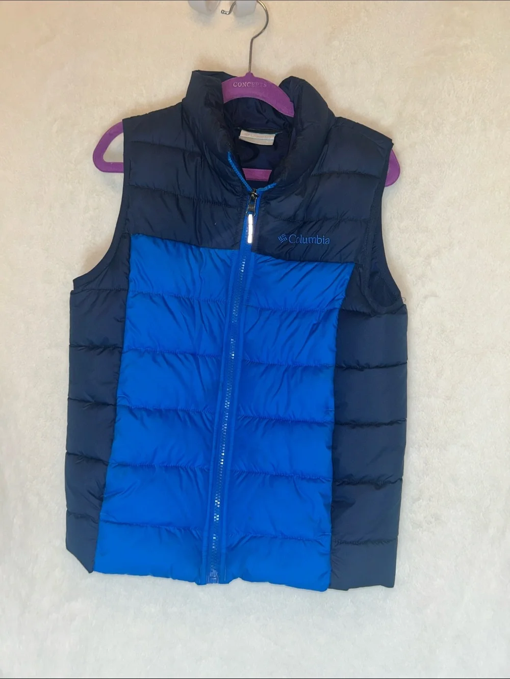 Columbia Kids Blue and Navy Quilted Puffer Vest